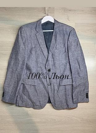 Чоловічий лляний піджак hugo boss оригінал 100% льон преміальний класичний жакет blazer smart casual розмір m–l / ua 48–50 чудовий стан