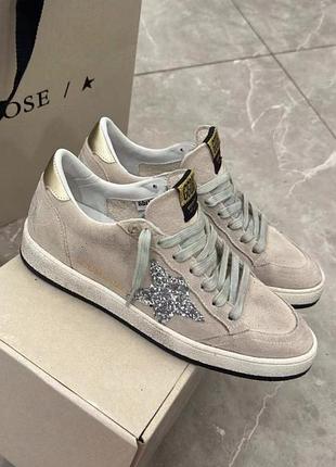 Кеди кросівки жіночі golden goose ggdb бeжеві замшеві ballstar
