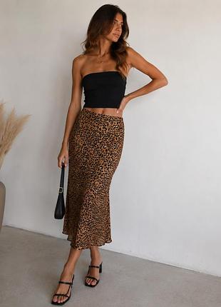 Спідниця міді nasty gal collection з леопардовим принтом, розмір xs