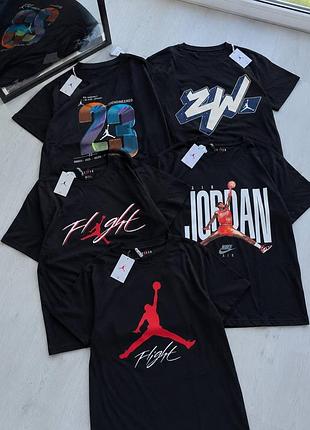 Чоловіча спортивна футболка jordan 23 чорна з принтом flight