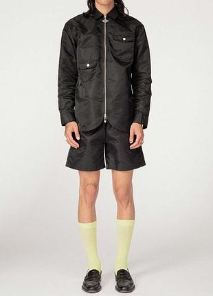 Сорочка рубашка овершорт $238 han kjobenhavn army zip black nylon overshirt jacket
