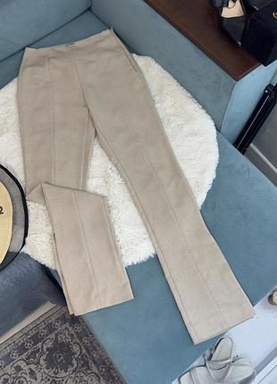 Брюки беж з розрізами zara жіночі с