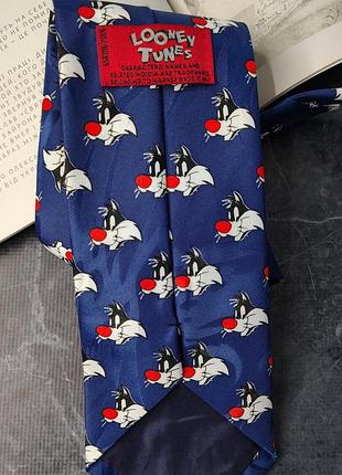 Looney tunes original колекційна вінтажна краватка в принт кіт сильвестр вінтаж червоний сірий синій жовтий