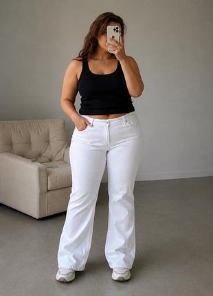 Білі джинси polo jeans company ralph lauren w32 l32 bootcut (легкий кльош), стрейч l/xl