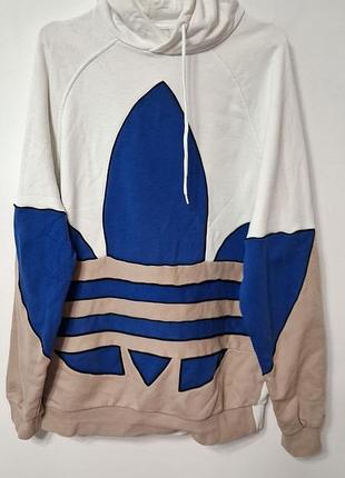 Худи кофта с капюшоном мужские белая бежевая синяя adidas relaxed, размер l - xl.
