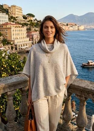 Супер крутое кашемир пончо свитер свободного кроя с горловиной-хомутом cashmere blend