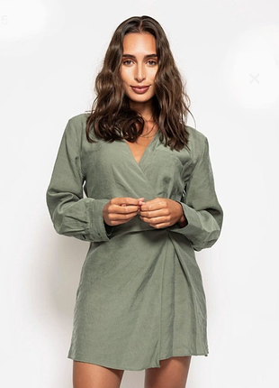 Платье на запах, длинный рукав zara