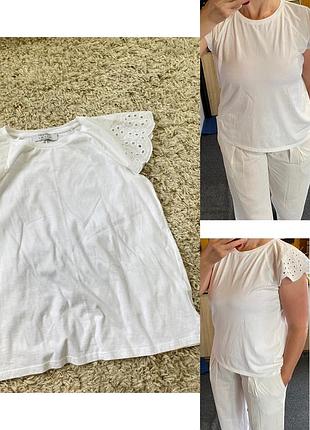 Базова біла футболка з прошвою,primark,p.12-14