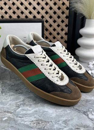Gucci g74 кросівки кеди чорна шкіра замш оригінал 45.5