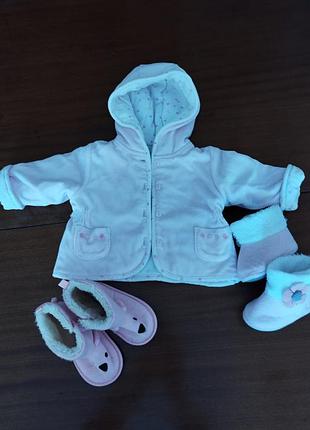 Курточка на девочку с сапожками комплект. фирменный perinatal 3/6 месяцев