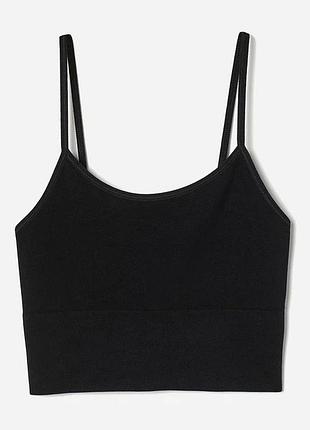 Спортивний топ h&m чорний в рубчик s