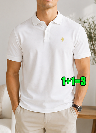 🤩1+1=3 фирменная белая мужская футболка поло хлопок jacamo, размер 54 - 56
