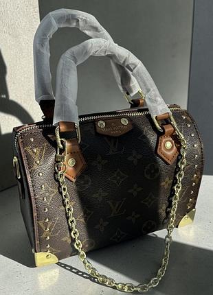 Сумка lv speedy trunk 20 monogram з металевими заклепками