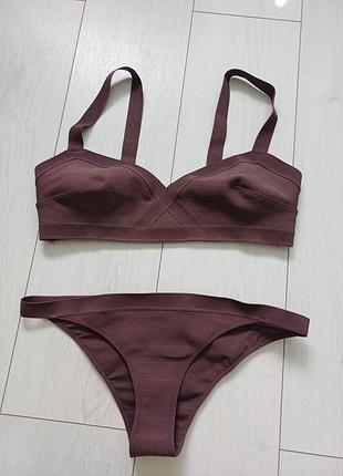 H&amp;m-38-44р.-бандажный шоколадный купальник