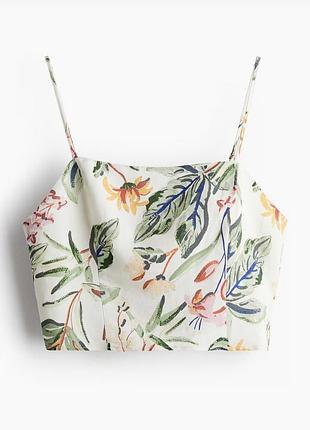 Топ h&m з льону в квітковий принт, розмір m