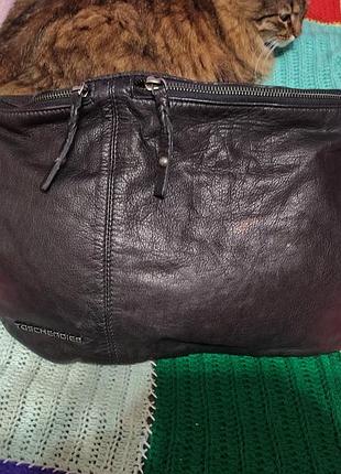 Кожаная очень большая сумка бананка от taschendieb