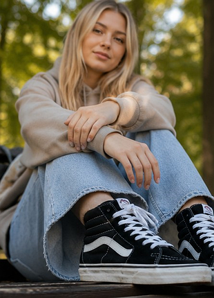 Оригинальные высокие кеды vans sk8-hi черные замшевые унисекс 38 размер 24 см