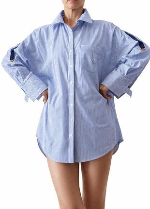 Сорочка блуза zara✅  l/xl(44/46 европейский) коттоновая блуза рубашка жеncкая оверсайз размер