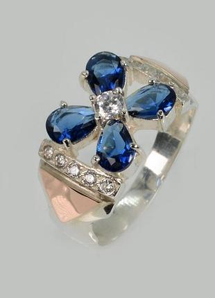Серебряная кольца с напайками из золота