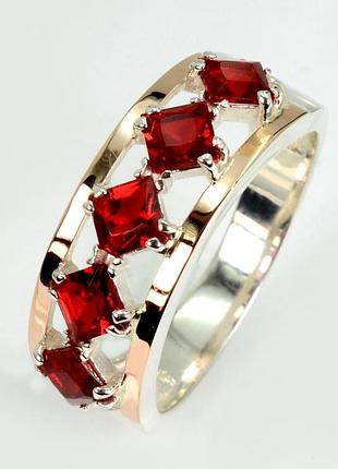 Серебряная кольца с золотыми вставками
