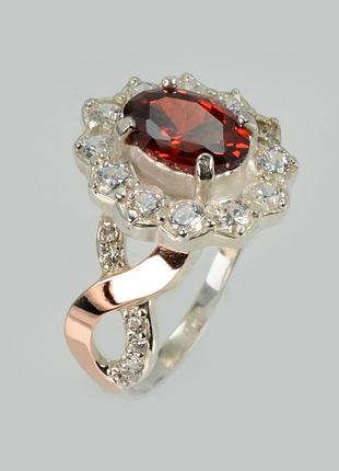 Серебряная кольца с золотыми вставками