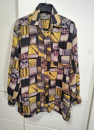 Винтажная шелковая рубашка robert stock 90-xs (100% шелк, xl / oversize)
