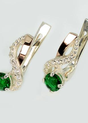 Серебряные серьги с золотыми напайками