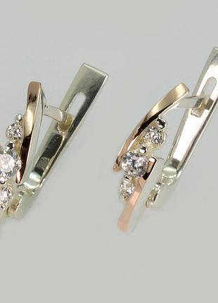 Серебряные серьги с золотыми пластинами