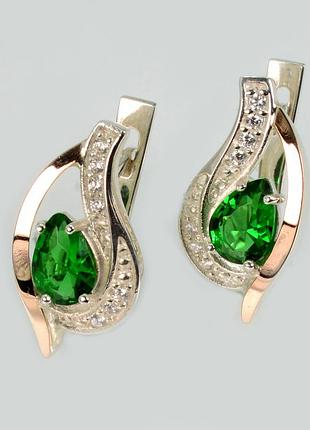 Серебряные серьги с элементами золота