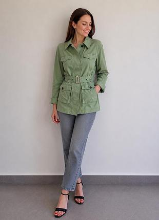 Жіноча куртка-сафарі з поясом та накладними кишенями barbour