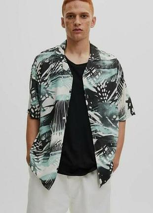 Вискозная гавайская рубашка pull &amp; bear тенниска