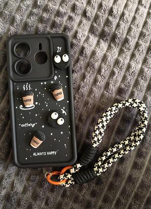 Новий чохол для телефону 3d diy coffee lanyard xiaomi redmi 14 5g