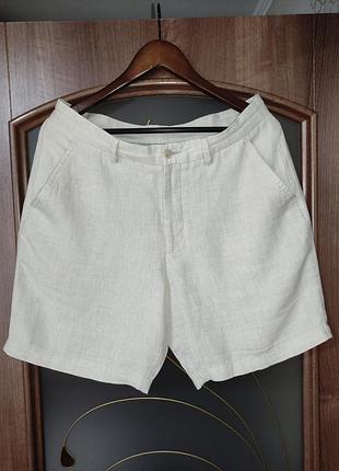 Бежевые льняные шорты zara (100% лен)