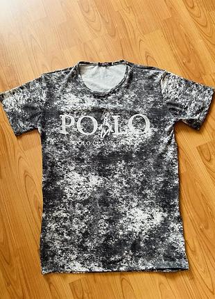 Чорно‑сіра футболка polo classic style l 269грн