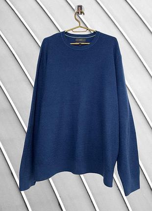 Чоловічий синій светр m&s 3xl 4xl оригінал маркс спенсер бавовняна демісезонна кофта пуловер джемпер стан ідеал 58 60 62 64