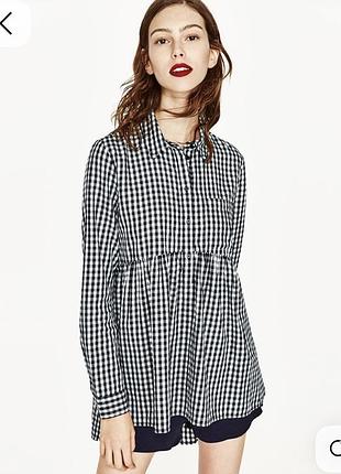 Котонова сорочка в клітинку zara🌿