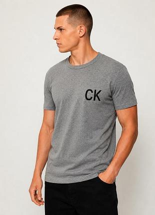 Чоловіча футболка calvin klein jeans ck logo regular fit сіра m