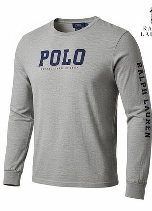 Оригінальний чоловічий лонгслів polo ralph lauren розмір s сірий котоновий світшот лонг-рольф ловен лаурен гольф реглан, чоловіча кофта, водолазка а1
