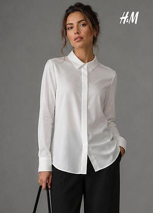 Новая чисто белая шифоновая блуза со скрытыми пуговицами h&amp;m 38