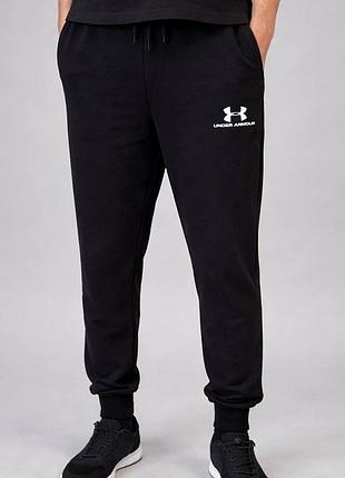 Чоловічі спортивні штани under armour чорні пенье на манжетах весна/осінь