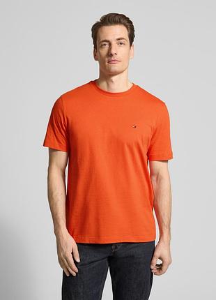 Чоловіча футболка tommy hilfiger orange crew neck t-shirt flag logo m