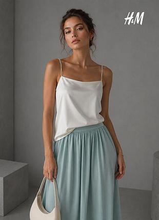 Новый шифоновый молочный топ на бретелях h&amp;m xs