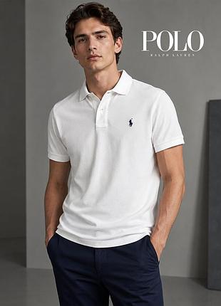 Оригінальне вінтажне біле чоловіче поло оверсайз polo ralph lauren l