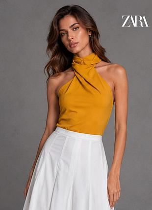 Новый горчичный топ халтер zara l