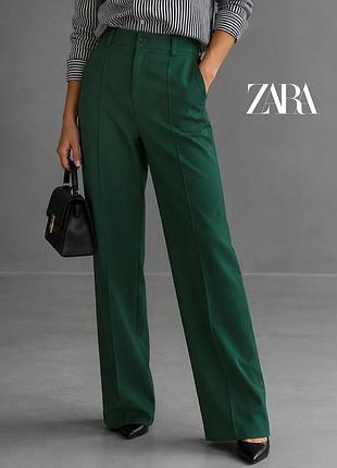 Нові оригінальні темно смарагдові штани zara s