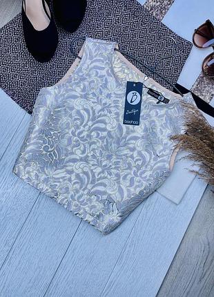 Новий літній топ boohoo xl блискучий топ жакардовий короткий топ з люрексом топ великого розміру