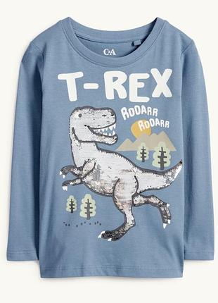 Лонгслів c&a t-rex із двосторонніми паєтками 98 см | 100% бавовна