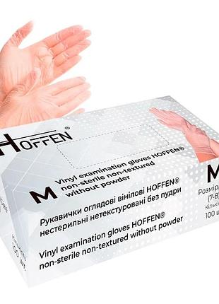 Перчатки виниловые, прозрачные, без пудры, 100 шт размер m hoffen