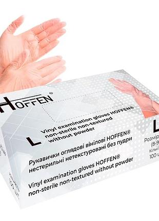 Перчатки виниловые, прозрачные, без пудры, 100 шт размер l hoffen