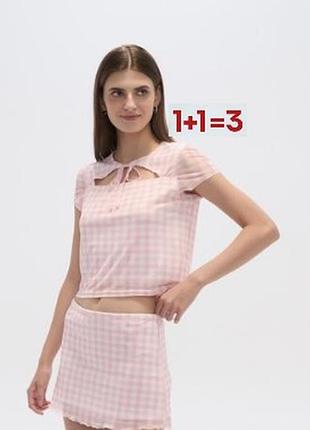 1+1=3 🎁 милейший укороченный сетчатый топ в клетку от primark